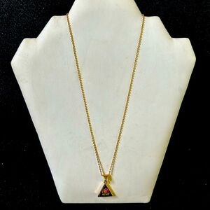 Vintage mini embroidery necklace in triangle goldtone